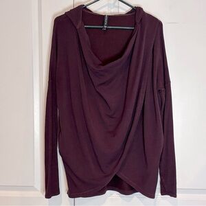 Athleta Purana Wrap Hoodie Sweatshirt Burgundy XS 486073